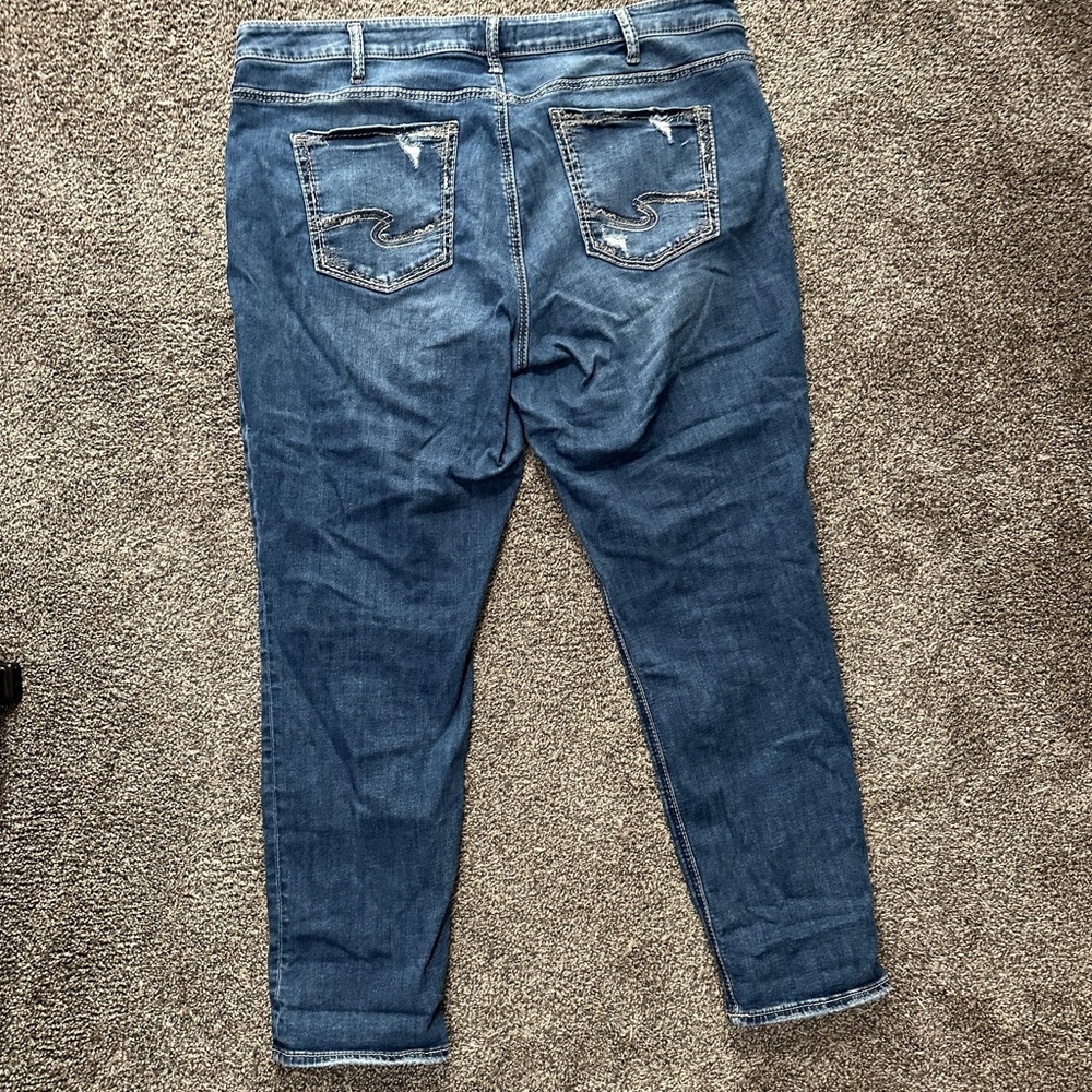 Silver Women's Boyfriend Jeans - Size 20/29 - Picture 2 of 7